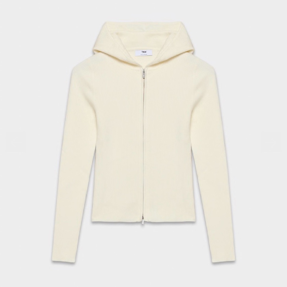 TNA Off-White Ribbed Zip-Up Jacket - Picture 2 of 6
